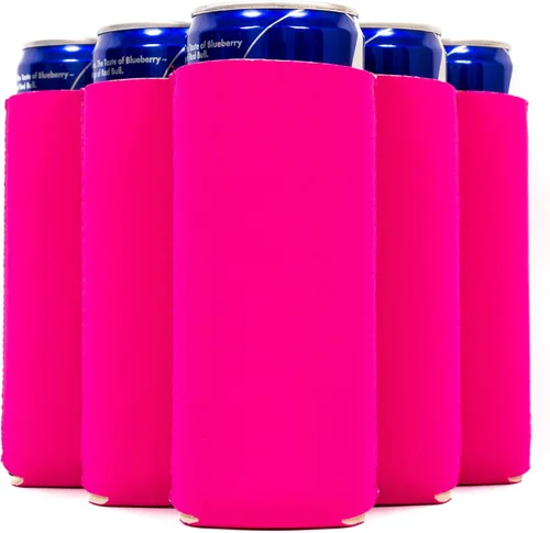 Vista 36 de QualityPerfection Fundas delgadas para enfriar latas, cerveza/energía (paquete de 6) para bebidas en blanco, 12 onzas, alta calidad, 0.157 in