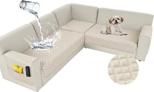 Vista 36 de Arfntevss Fundas impermeables para sofá modular de esquina para perros y mascotas, funda de sofá en forma de L, lavable de terciopelo grande