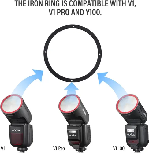 Vista 3 de Anillo magnético para flash Godox V1 U, V1PRO U, V100 U de cabeza redonda, compatible con accesorios magnéticos Godox AK-R1