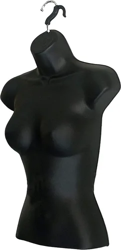 Vista 8 de Juego de maniquí negro macho + hembra con espalda hueca con soporte acrílico con poste de metal, tamaños S-M (10)