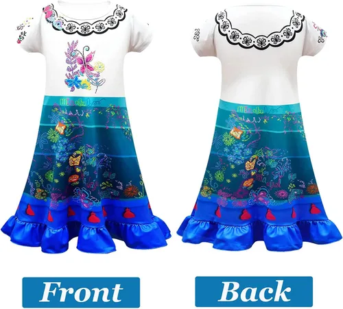 Vista 3 de Magwei Encanto Mirabel Isabella Dress Costume For Kids Girls, Isabela Madrigal Princess Dress Cosplay Halloween Dress Up Suit