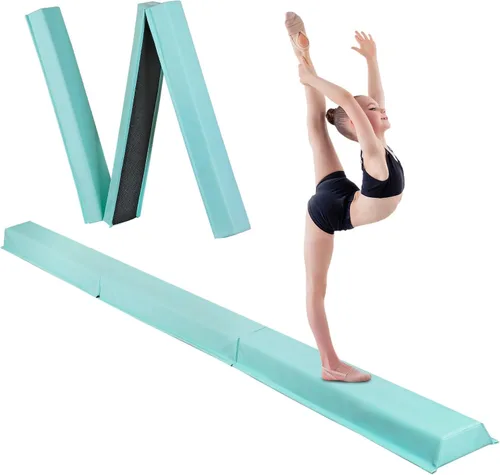 Vista 11 de Viga de Equilibrio Plegable de 6 y 9 Pies, Viga de Gimnasia de Suelo con Base Antideslizante para Niños y Adultos, Hogar, Gimnasio, Club, Escuela