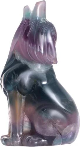 Vista 13 de Artistone Estatua de lobo de obsidiana negra de 2 pulgadas, adorno para decoración del hogar, escultura de animales de cristal curativo con caja