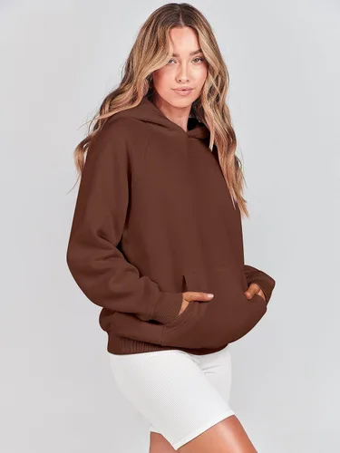 Vista 3 de ANRABESS Sudaderas con capucha de gran tamaño para mujer, de manga larga, de vellón, básicas, para otoño, de moda Y2K