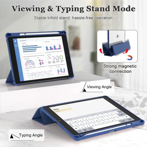 Vista 3 de OKP Funda para iPad de 9ª/8ª/7ª Generación (2021/2020/2019), Fundas para iPad de 10.2 pulgadas con Soporte Tríptico, Funda Delgada para iPad