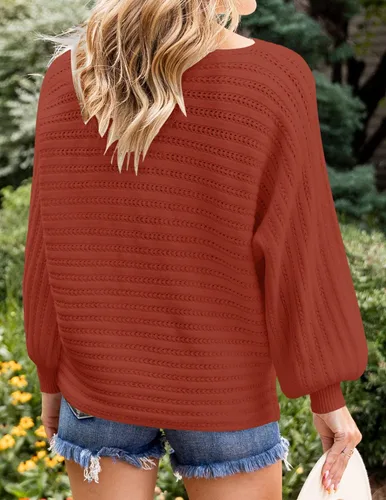 Vista 8 de ZESICA Suéter holgado de manga larga con cuello redondo para mujer estilo casual de otoño