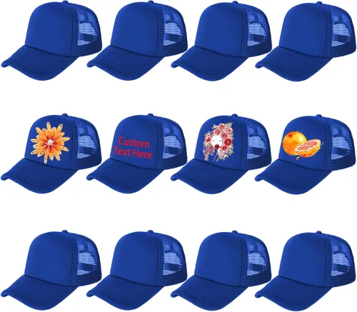Vista 10 de Ultrafun Paquete de 12 sombreros de camionero de verano de malla sublimación en blanco, gorras de béisbol ajustables para hombres y mujeres