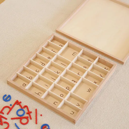 Vista 4 de MONTESSORI OUTLET Caja pequeña del alfabeto móvil (letras minúsculas) - Solo caja, no contiene letras