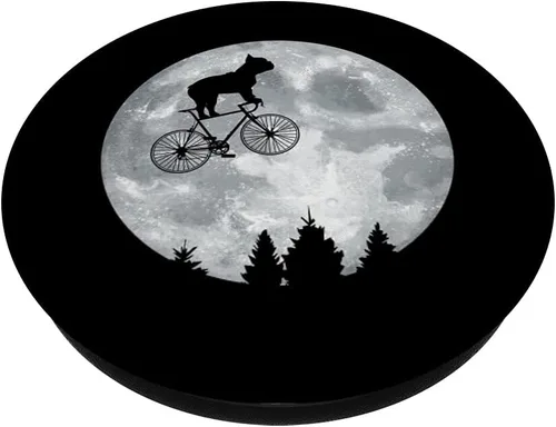Vista 2 de Buldog Francés Montar Luna Bicicleta Halloween Lunar Ciclismo PopSockets Swappable PopGrip