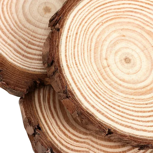 Vista 3 de JOIKIT 50 rodajas de madera natural de 3.5 a 4 pulgadas, posavasos de madera natural sin acabar, círculos de madera para artes y manualidades