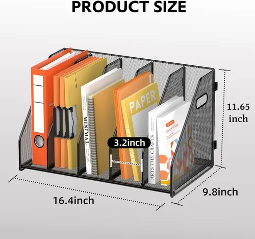 Vista 3 de Organizador de carpetas, soporte para archivos de revista con 5 Negro