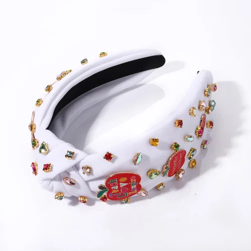 Vista 4 de Diademas para profesoras, diadema anudada con perlas de cristal para mujer, lindo libro para enseñar, adornado con nudo superior, regalos