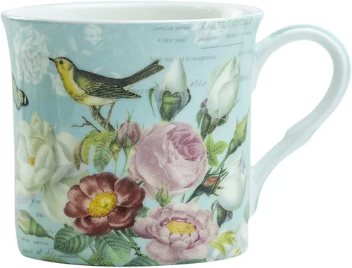 Vista 3 de Bone China Tazas de té de café de 10 onzas, surtido (jardín botánico de pájaros), 4 unidades (paquete de 1)