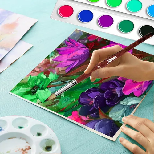 Vista 4 de Sdanart Pinceles de acuarela profesionales, 10 piezas de pinceles de pintura para artistas, incluyendo redondeados puntiagudos, planos, filbert