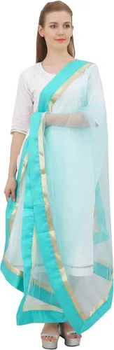 Vista 4 de Manta de bufanda de hiyab para mujer, diseño indio Net Dupatta