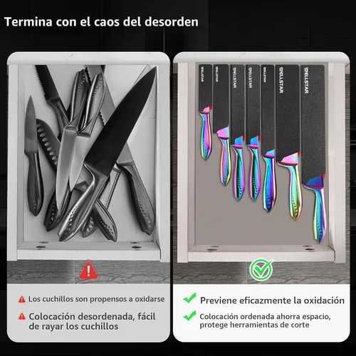 Vista 8 de WELLSTAR - Juego de protectores de filo de cuchillo, 11 piezas de fundas universales para cuchillas, fundas protectoras de cuchillas de ABS libres