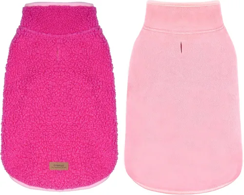 Vista 20 de cyeollo Sherpa - Abrigo reversible para perros pequeños, color rosa, talla S Warm Fleece Winter Sweater, Turtleneck Pet Vest, Adjustable Fit, Easy