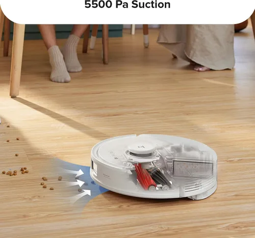 Vista 4 de roborock Q8 Max Robot aspirador y limpiador de trapeador, cepillo DuoRoll, 5500Pa fuerte succión, navegación Lidar, evitar obstáculos, blanco