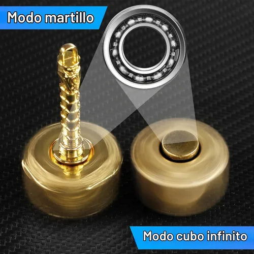 Vista 3 de Fidget Spinners de metal, martillo giratorio de mano 2 en 1, Fidgit Spinner, bloques de cubo para ansiedad para niños y adultos, juguetes para Oro