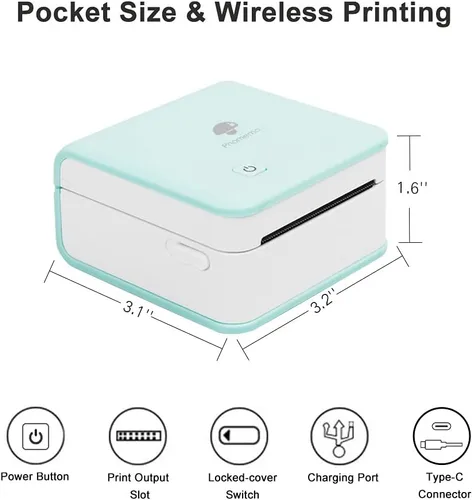 Vista 8 de Phomemo Mini impresora de calcomanías - Imprimir Pod 300 ppp M02 Pro Mini Maker Impresora térmica Bluetooth de bolsillo para impresión fotográfica