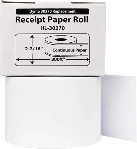 Vista 2 de Houselabels HL-30270 - Papel de recibo continuo compatible con Dymo de 2-7/16 x 300 pulgadas, 1 rollo, papel continuo Continuous Receipt Paper