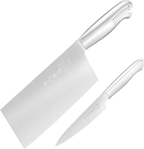 Vista 17 de SHI BA ZI ZUO Juego de cuchillos de cocina de 2 piezas, cuchillo Santoku y cuchillo de pelar, cuchillo de chef japonés con revestimiento de Ti