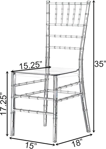 Vista 3 de Fabulaxe Silla de comedor moderna apilable Chiavari, Silla de fiesta transparente, Silla de acrílico de cristal para eventos y bodas, individual