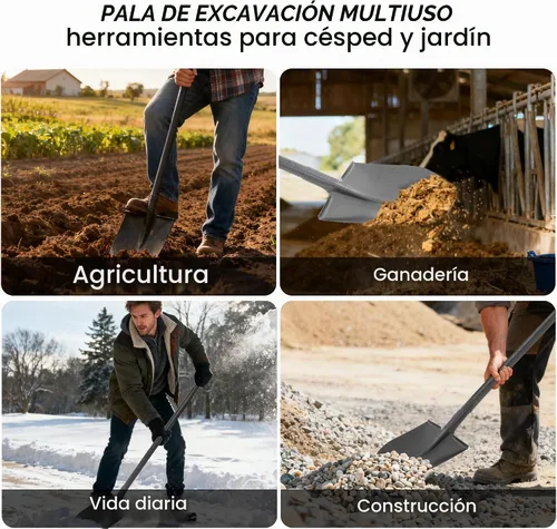 Vista 7 de Pala de acero resistente – Pala de excavación de 48 pulgadas para jardín, campamento, zanjas y más con mango de agarre en D, construcción de acero