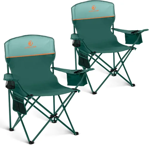Vista 12 de HIGH POINT SPORTS Paquete de 2 Sillas de Camping Portátiles para Adultos, Silla de Campamento Plegable para Exteriores Sillas de Jardín Ligeras