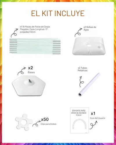Vista 2 de TekXYZ Kit de soporte para arco de globos, marco de arco ajustable de 10 x