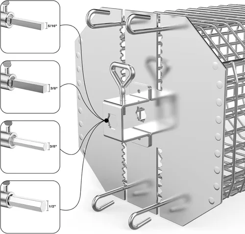 Vista 3 de onlyfire Cesta de asador octogonal universal, cesta de asador plana para asador, se adapta a hexágono de 1/2 pulgada, hexagonal de 3/8 pulgadas