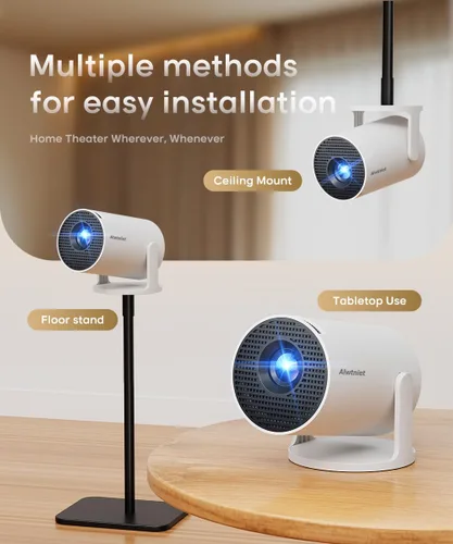 Vista 9 de Mini proyector con Wifi 6 y Bluetooth5.4, proyector portátil 4K, proyector inteligente Android 14 con 200ASIN y Keystone automático, proyector
