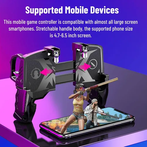 Vista 5 de Diyeeni Mobile Game Controller, Cell Phone Game Joystick Gamepad, with Aim Fire Buttons, for 4.7 to 6.5 Inch Phone, Realistic Gaming Experience