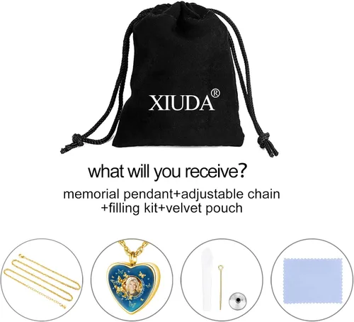 Vista 7 de XIUDA Collar de urna con foto personalizada para cenizas, collar de cenizas con foto personalizada, joyería de cremación para mujeres, collar