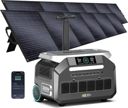 Vista 10 de Estación de energía portátil IEE de 3200 W P3200, generador solar de 2048 Wh, carga de CA de 1800 W y carga solar de 1000 W, estación de energía