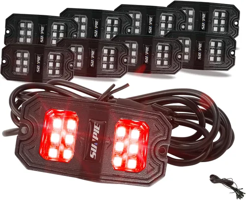 Vista 12 de SUNPIE 8 cápsulas de luz LED de roca ámbar de conexión rápida, 18 chips de ángulo amplio, cables de extensión de 4M para cada luz, almohadillas