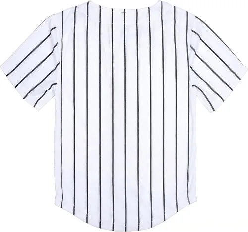Vista 2 de babyhealthy Camiseta de béisbol con botones para niños, camiseta de manga corta a rayas, hipster, hip hop, para niños y niñas