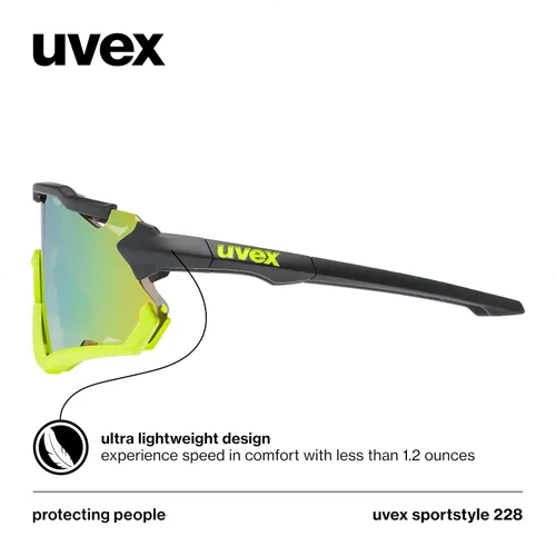 Vista 5 de uvex Sports tyle 228 - Gafas de sol deportivas para hombre y mujer - Tecnología antivaho - Marco extraíble - Negro amarillo mate/amarillo