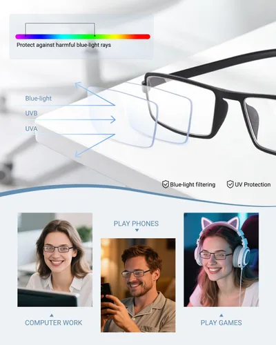 Vista 4 de TERAISE Reading Glasses Men 4-Pack Ultralight Blue Light Reader Glasses