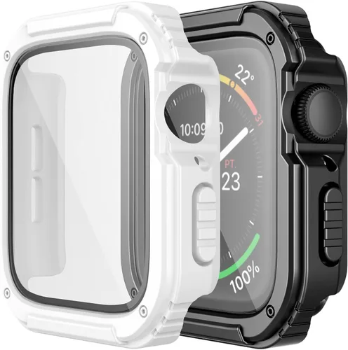 Vista 11 de Adepoy Paquete de 2 fundas resistentes compatibles con Apple Watch de 1.496 pulgadas Series 3/2/1 con protector de pantalla de vidrio templado