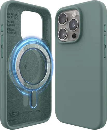 Vista 12 de elago - Carcasa magnética de silicona para iPhone 15, color negro Compatible con MagSafe, imanes integrados, silicona de agarre suave, a prueba