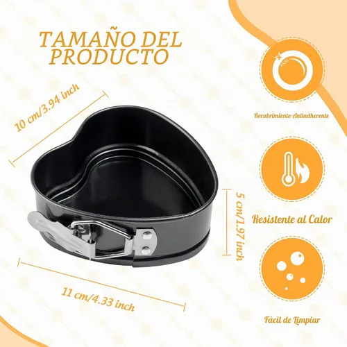 Vista 2 de TXIN Love - Molde desmontable en forma de corazón, mini molde antiadherente de acero al carbono de 4 pulgadas, molde para hornear, queso, pan