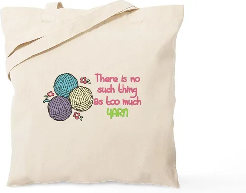 Vista 11 de CafePress Distracted by Yarn - Bolsa de compras de lona beige natural reutilizable