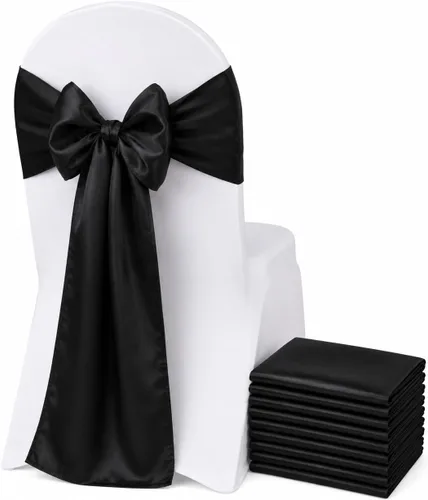 Vista 22 de Bandas de satén para silla, elegantes de alta calidad, 6 x 108 pulgadas, perfectas para bodas, fiestas y eventos