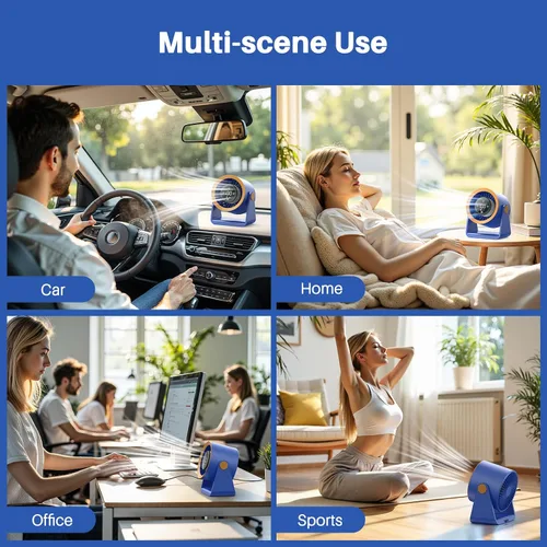 Vista 8 de Ausic Potente ventilador de escritorio ultra silencioso para dormitorio, ventiladores pequeños turbo de 15200 mAh para enfriarse y dormir