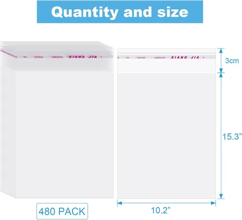 Vista 2 de Geyoga 480 bolsas de celofán resellables transparentes autoadhesivas para galletas de celofán para embalaje de galletas, regalos, regalos