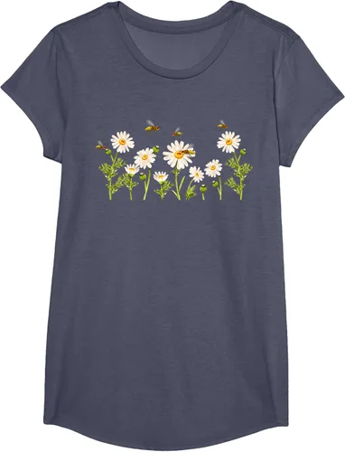 Vista 14 de Marguerites Daisy - Camiseta de verano con margaritas de jardín de flores, Negro, S