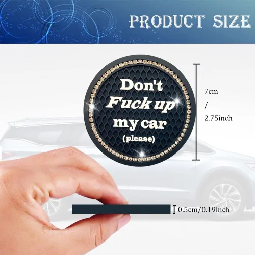 Vista 2 de Juego de 2 posavasos para tazas de coche, accesorios de interior de coche con cristales brillantes, soporte universal para tazas de coche negro