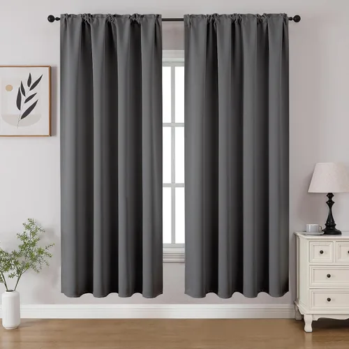 Vista 44 de CUCRAF - Cortinas opacas beige de 45 pulgadas, juego de 2 paneles con bolsillo para barra, cortinas para oscurecer dormitorios y sala de estar