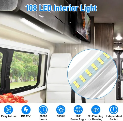 Vista 2 de Linkstyle 4PCS 12V LED barras de luz interior con interruptor para remolque